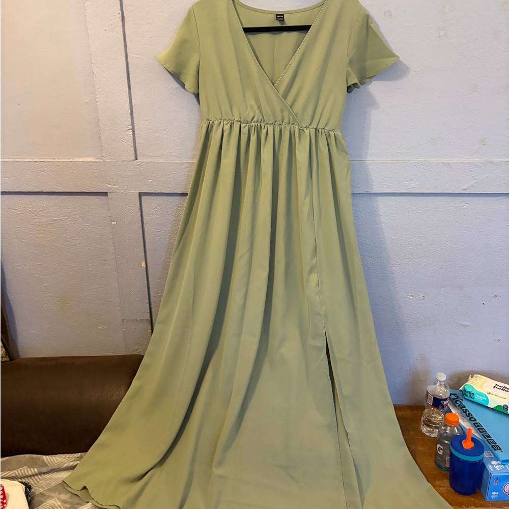 SHEIN Sage Green Maxi Dress